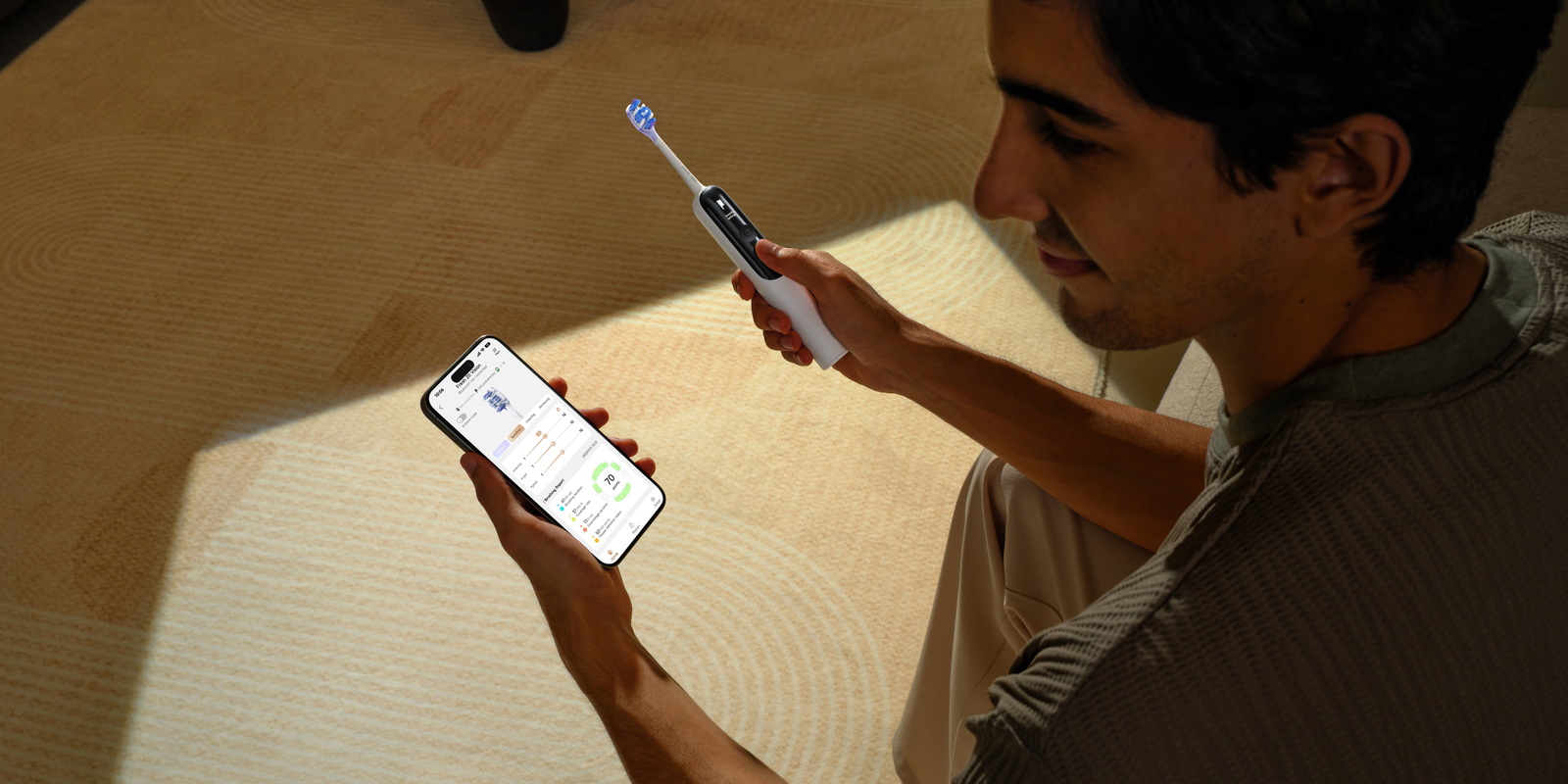 Información en pantalla, seguimiento inteligente del cepillado - 